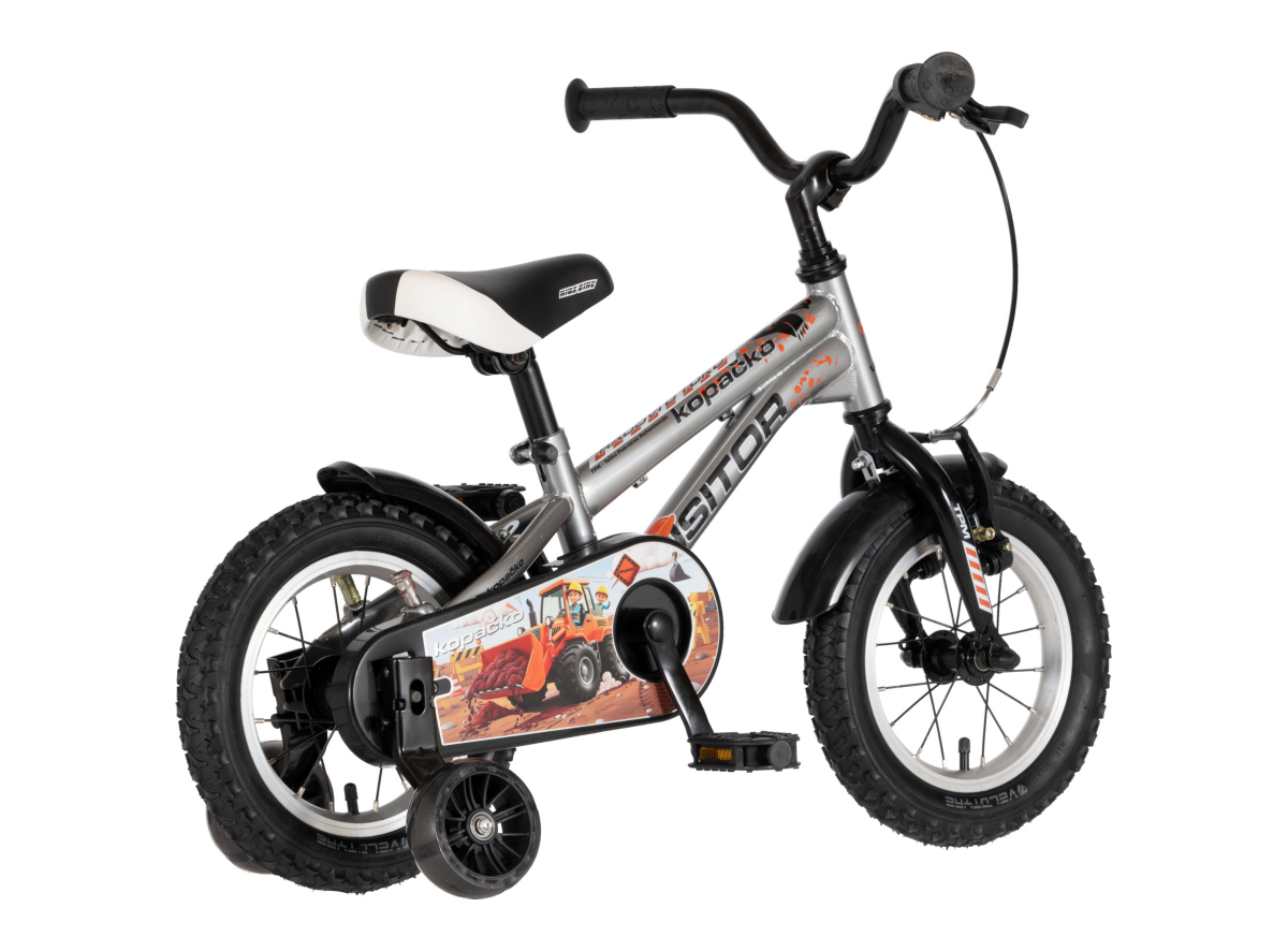 BICIKL KIDS VISITOR KOPACKO 12" 8" V-BRAKE  KONTRA 95-115CM (12") SREBRNI UV SJAJ