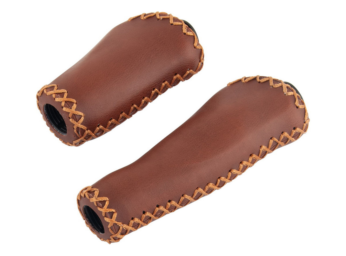 Ručke volana treking velo šivene eko koža braon 95mm /130mm