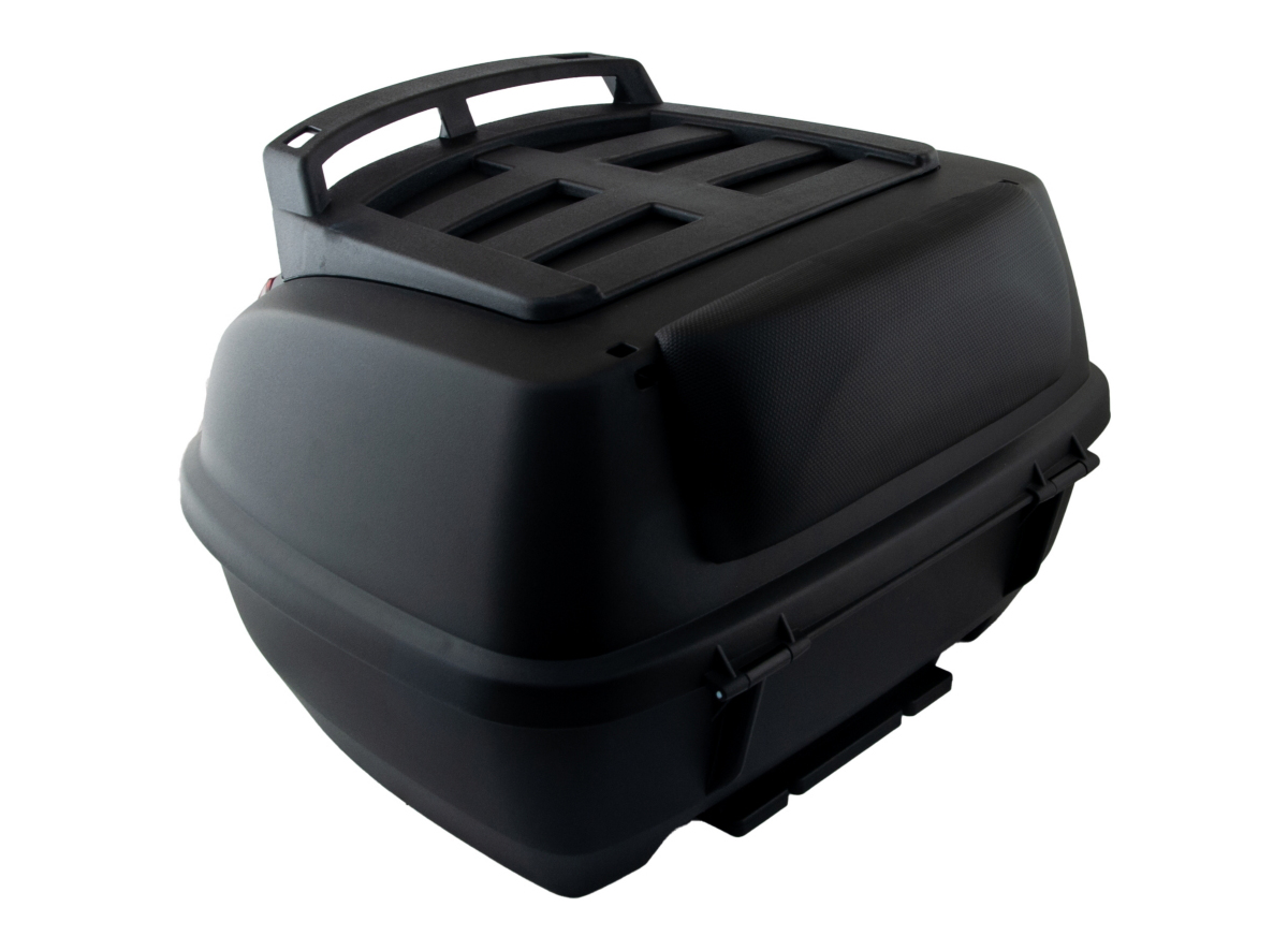 Kofer za motor zadnji crni sa reflektorom, naslonom i policama 42L 50X43X30CM