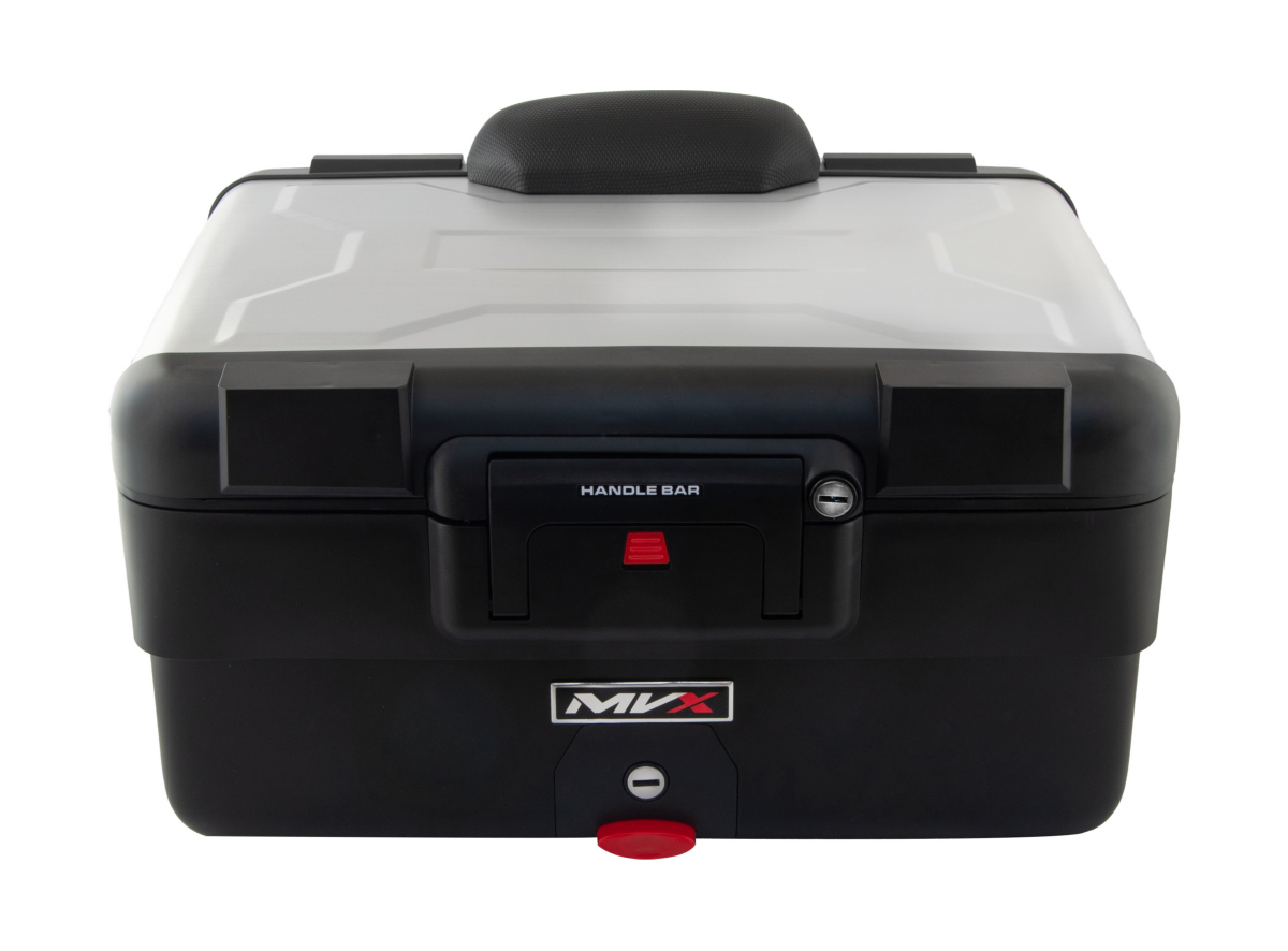 Kofer ALU za motor zadnji crni sa srebrnim poklopcem podesivi 30-40L 47.5X29.5X38.5CM